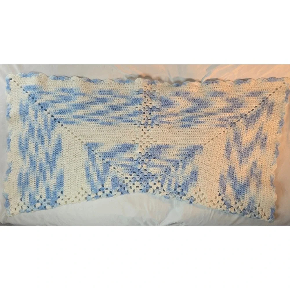 Handmade Crochet Baby Receiving Blanket Pair Yellow 36